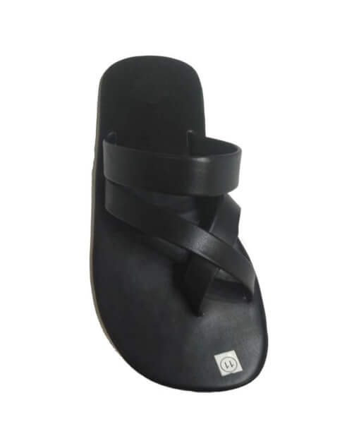 Genuine Leather Chappals For Men- Black 